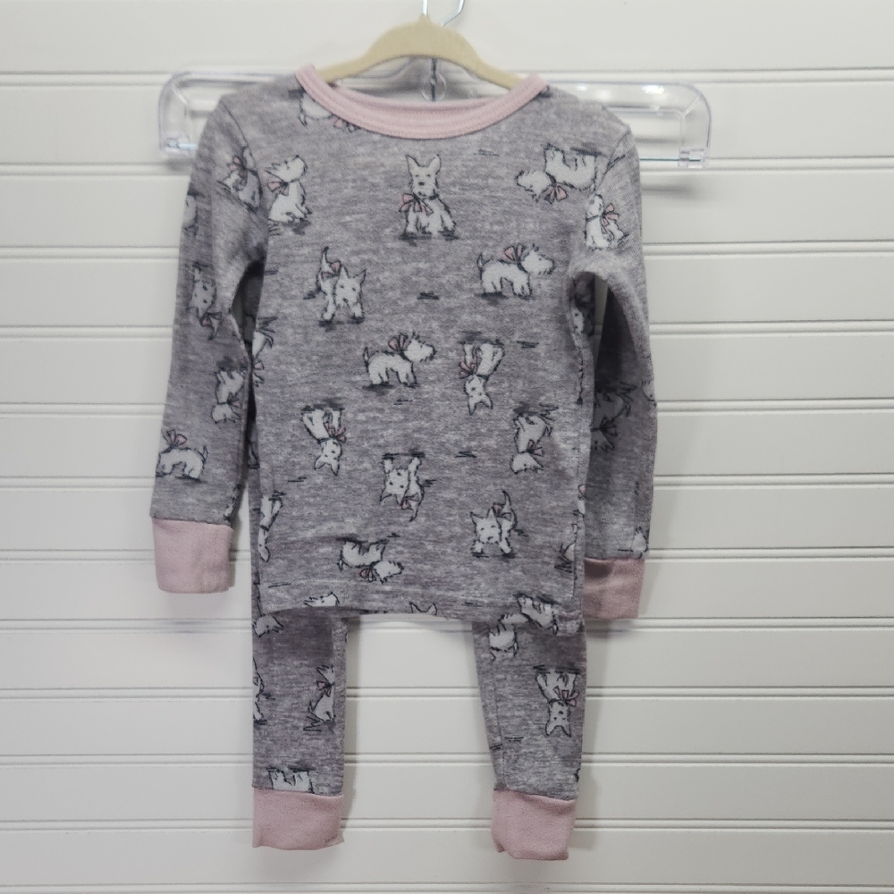 Laura Ashkey Gray and Pink Kids Pajamas with Dog Print Size 2T